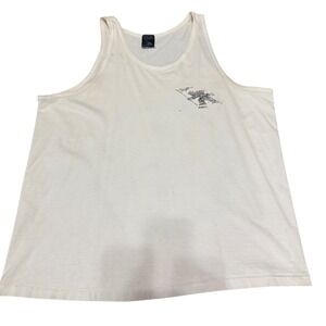 Vintage 1988 Gotcha Sportswear Shark Peace Sign Tank Top White Mens Large‎ USA